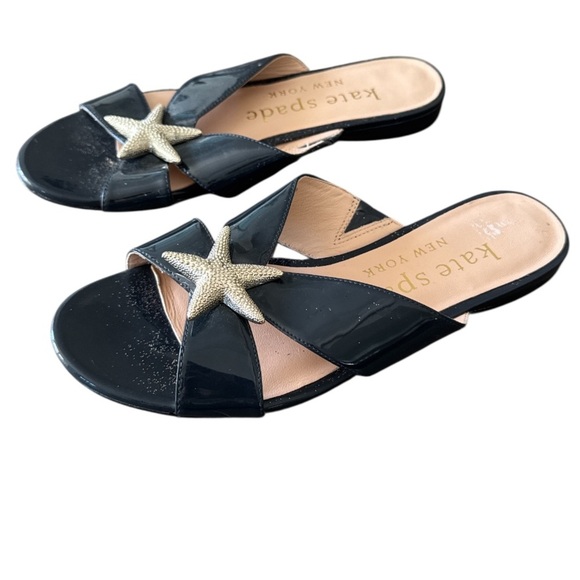 Kate Spade Under The Sea Blazer Blue Silver Starfish Slide Sandals Size 7 - Picture 10 of 11